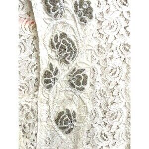 ANTICA SARTORIA 2024 WHITE LACE with silver beaded top size MED